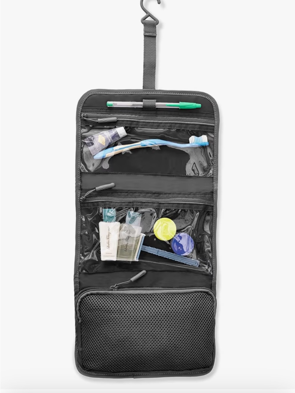 Travelon Packing Intelligence Pi  Case Black Hanging Toiletry Organizer Mesh bag
